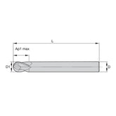 Solid Carbide End Mills •  Vision Plus • Series 7150 • Ball Nose • Cylindrical Shank • Metric - Big-tools Industrial Supply Tools for Metal Cutting